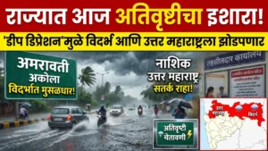 राज्यात आज अतिवृष्टीचा इशारा: ‘डीप डिप्रेशन’मुळे विदर्भ आणि उत्तर महाराष्ट्राला झोडपणार