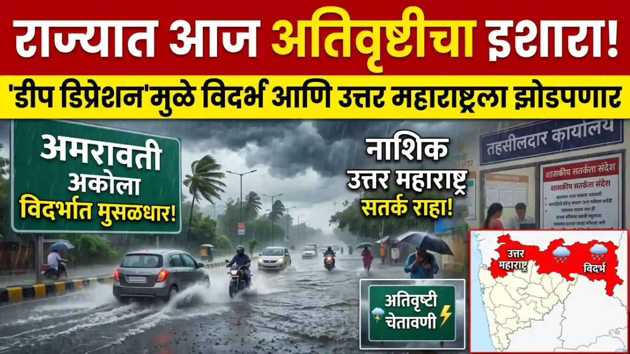 राज्यात आज अतिवृष्टीचा इशारा